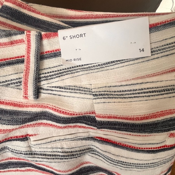 Ann Taylor LOFT Cotton Shorts with Size 14 Striped Red White Blue NWT - Picture 3 of 6
